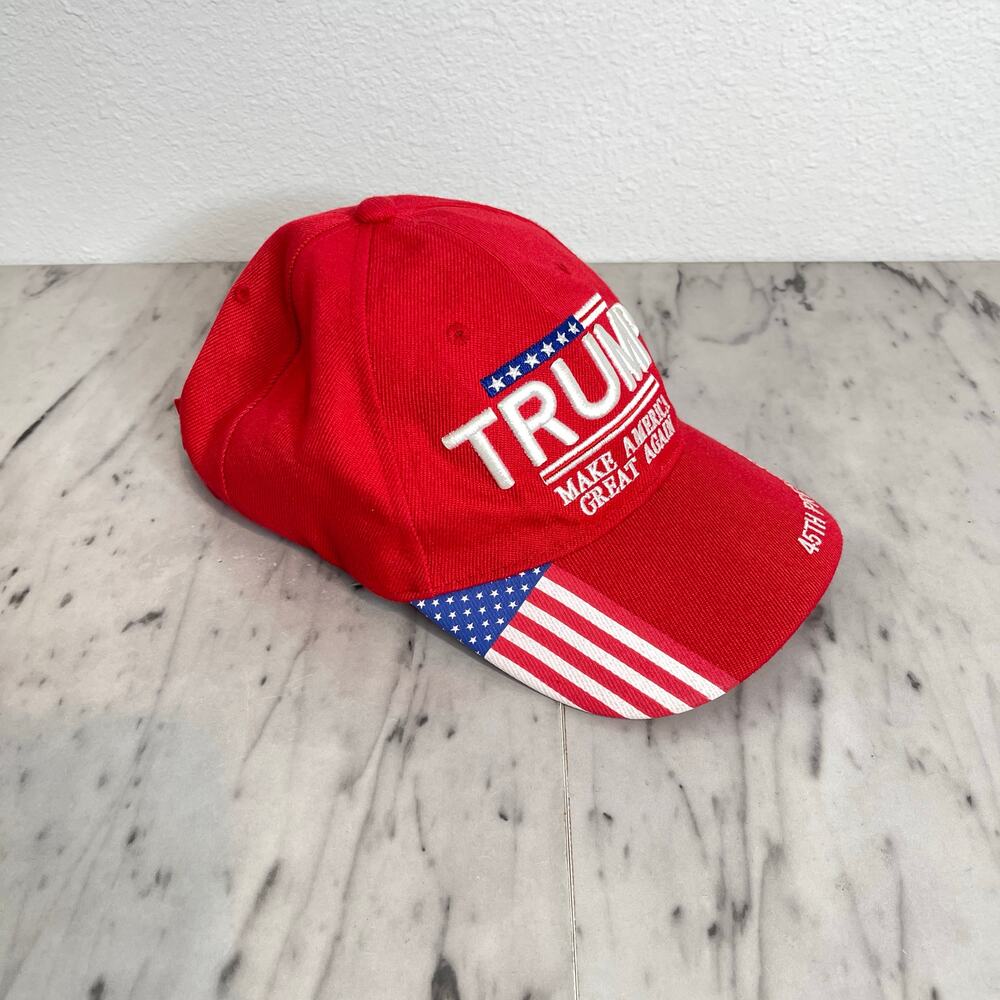 Trump Make America Great Again Red Hat 45th President USA Flag Cap - Picture 2 of 6